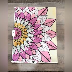 Floral Mandala Wall Art in Pink and Yellow